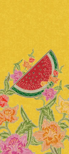 pastèque-watermelon-fleurs-flowers-couleurs-vives-bright-colors-été-summer-joyeux-cheerful-illustration