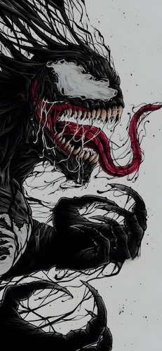 Monstre-Venom-Symbiote-Langue-Rouge-Noir-Blanc-Monster-Venom-Symbiote-Tongue-Red-Black-White