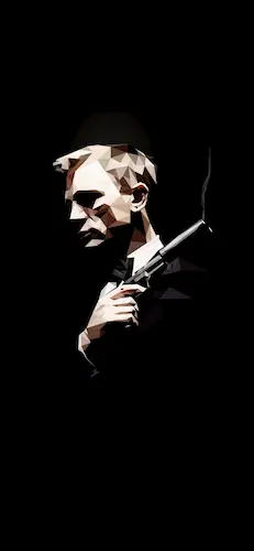 JamesBond-personnage-character-pistolet-gun-low-poly-noir-black