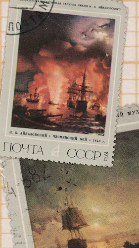 stamp-soviet-warship-timbre-navire-guerre-soviétique-